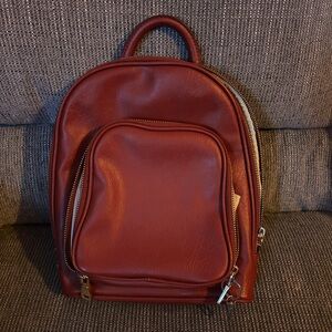Small Leather Backpack in Burgundy